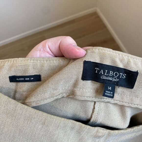 Talbots Classic Size Zip Trouser Pants Size 14 Khaki Tan - Picture 8 of 9